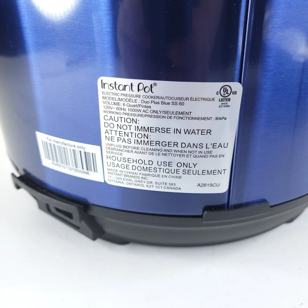 Instant Pot Duo Plus 6 Quart Electric Pressure Cooker Cobalt Blue Multi-Cooker